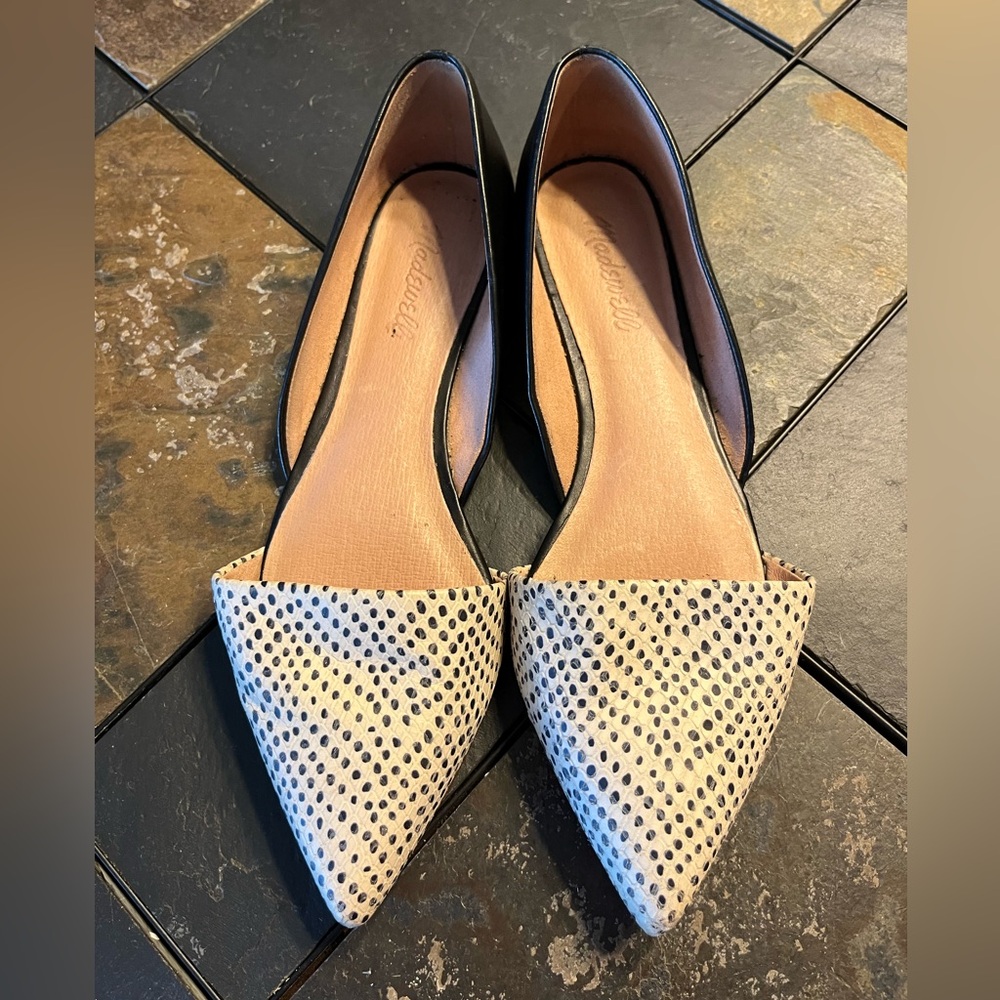 Madewell Leather Black and Cream Flats